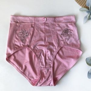 3/$12 Co Co Secret High Waist Shape Wear Rose Embroidered Panties